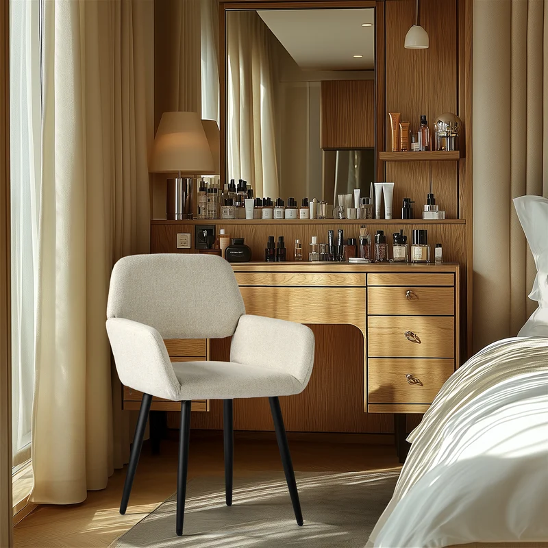 Lot de 2 chaises de salle à manger scandinaves tissu beige pieds noirs MAYFAIR BEIGE