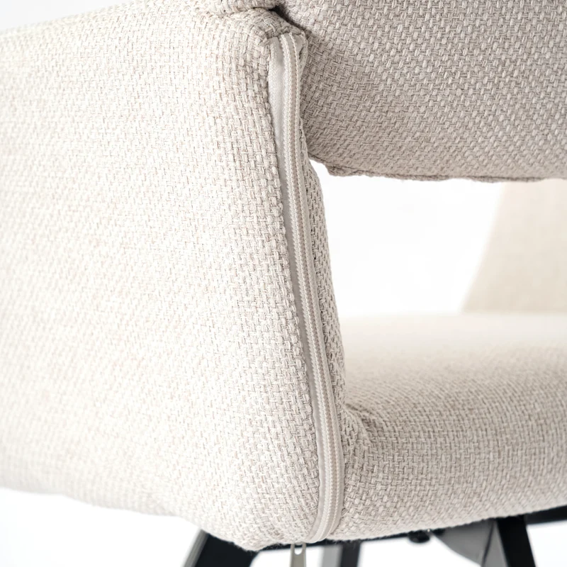 Lot de 2 chaises de salle à manger scandinaves tissu beige pieds noirs MAYFAIR BEIGE