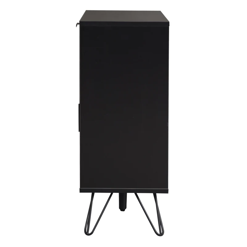 Buffet moderne effet bois foncé et noir avec tiroir 90x30x71,5cm BHOCAINS