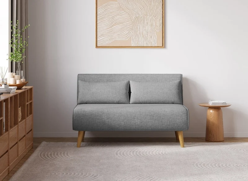 Canapé clic clac 2 places en tissu gris TONKA