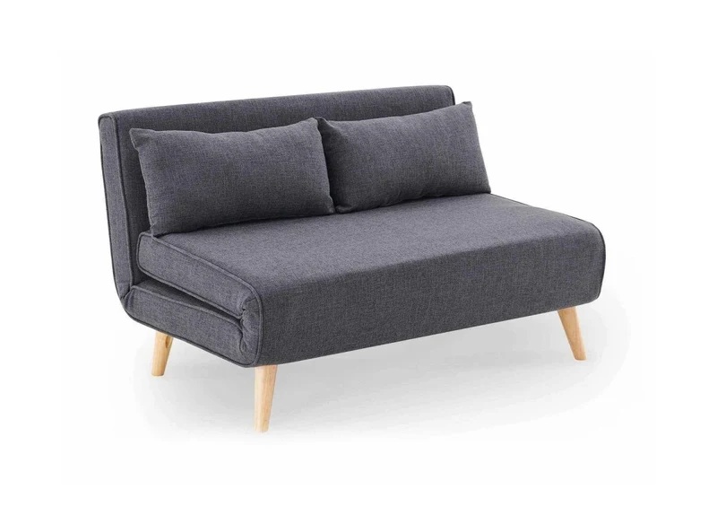 Canapé clic clac 2 places en tissu gris TONKA