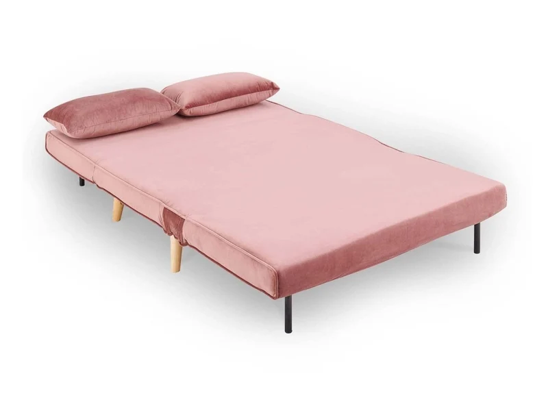 Canapé clic clac 2 places en velours rose TONKA