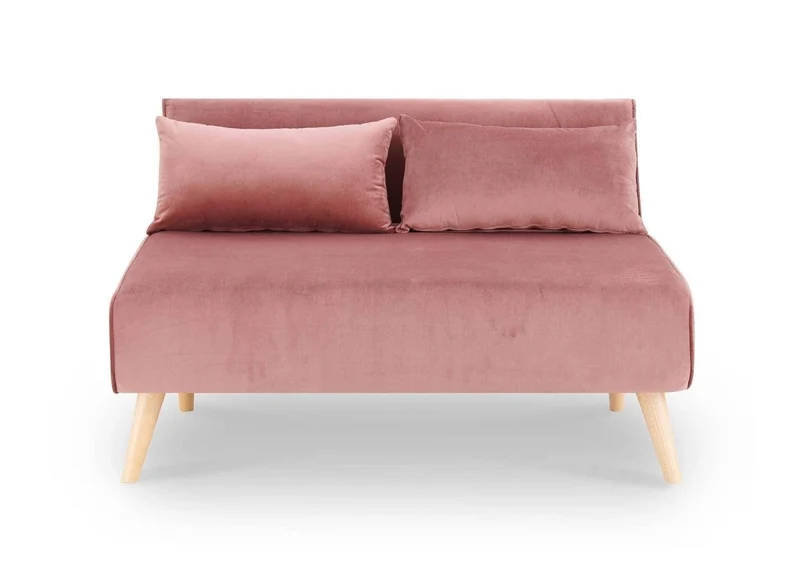 Canapé clic clac 2 places en velours rose TONKA