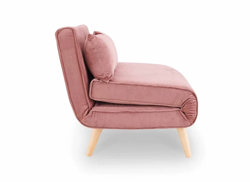 Canapé clic clac 2 places en velours rose TONKA