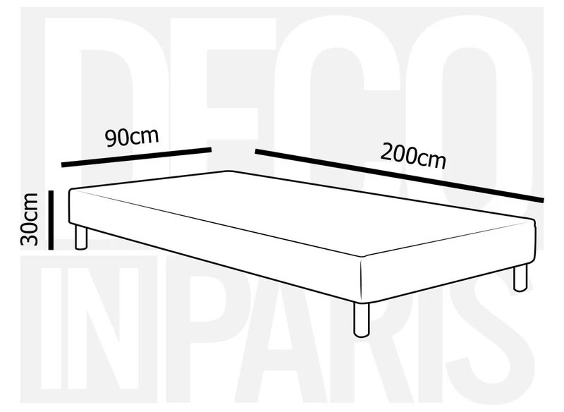 Sommier tapissier 90 x 200 cm + 4 pieds