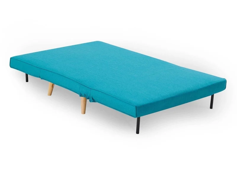 Canapé clic clac 2 places en tissu bleu turquoise TONKA