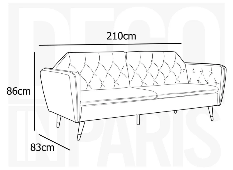Canapé clic-clac convertible 3 places en tissu velours gris ARIANE