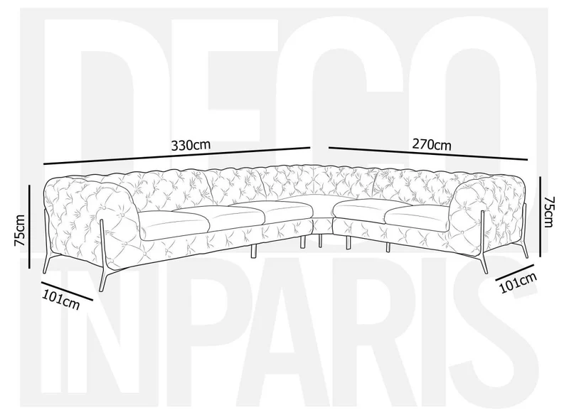 Canapé capitonné chesterfield d'angle réversible en velours gris CARMEN