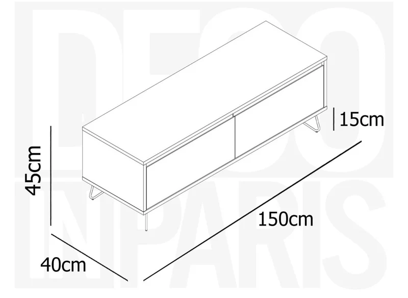 Meuble TV XXL 1 tiroir 1 porte bleu canard DARINA