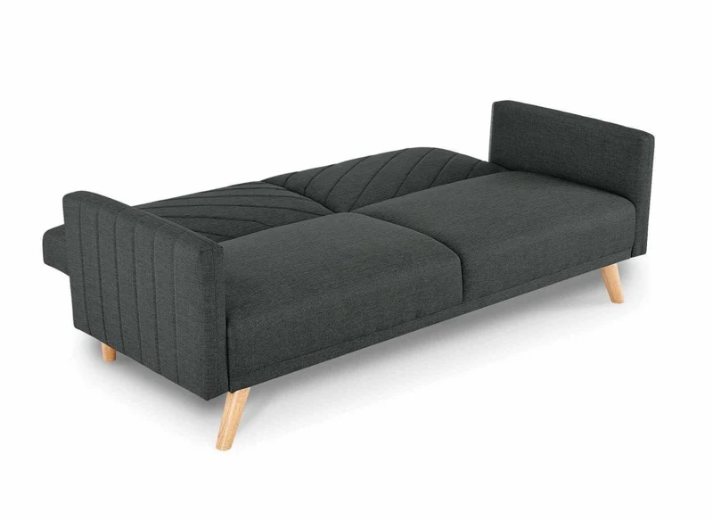 Canapé 3 places convertible scandinave en tissu gris foncé BALDER