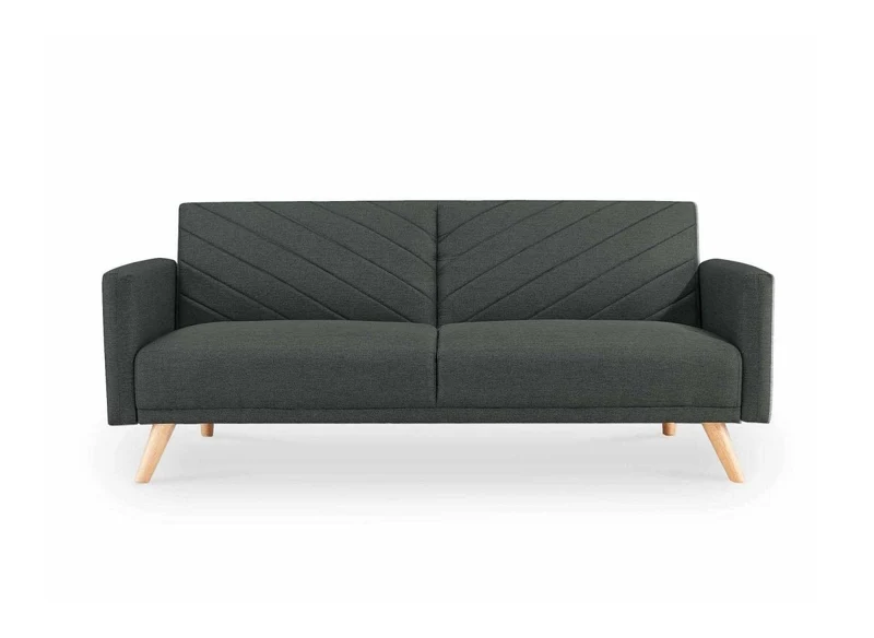 Canapé 3 places convertible scandinave en tissu gris foncé BALDER