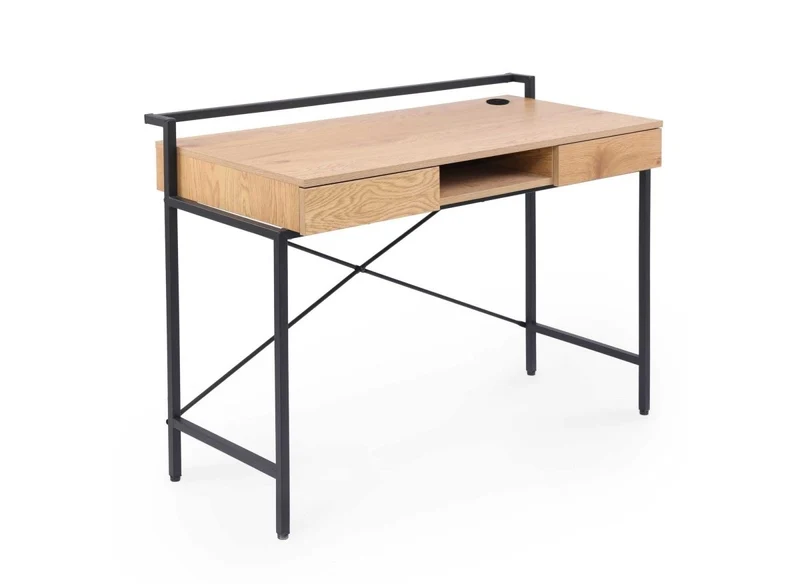 Bureau compact design industriel en bois et métal EDMOND