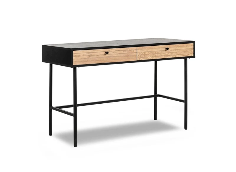 Bureau 2 tiroirs en bois et métal noir DARYL