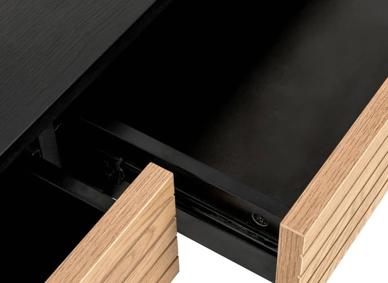 Bureau 2 tiroirs en bois et métal noir DARYL