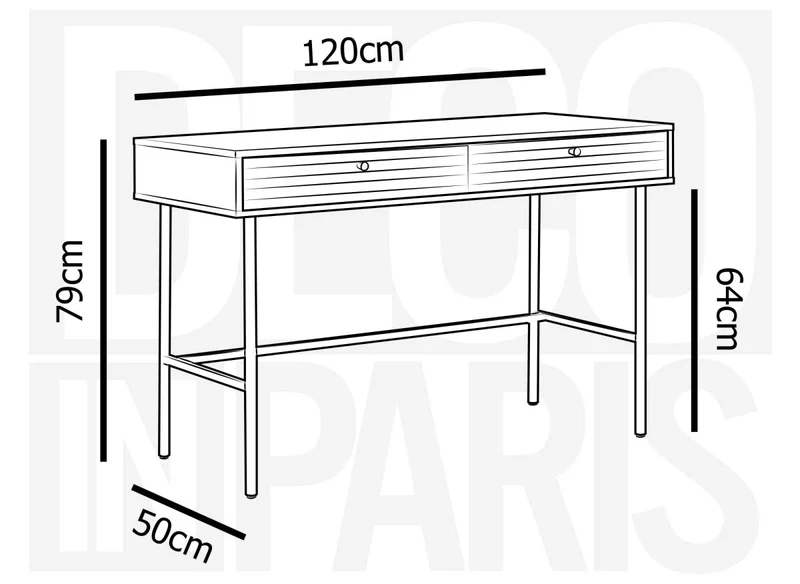 Bureau 2 tiroirs en bois et métal noir DARYL