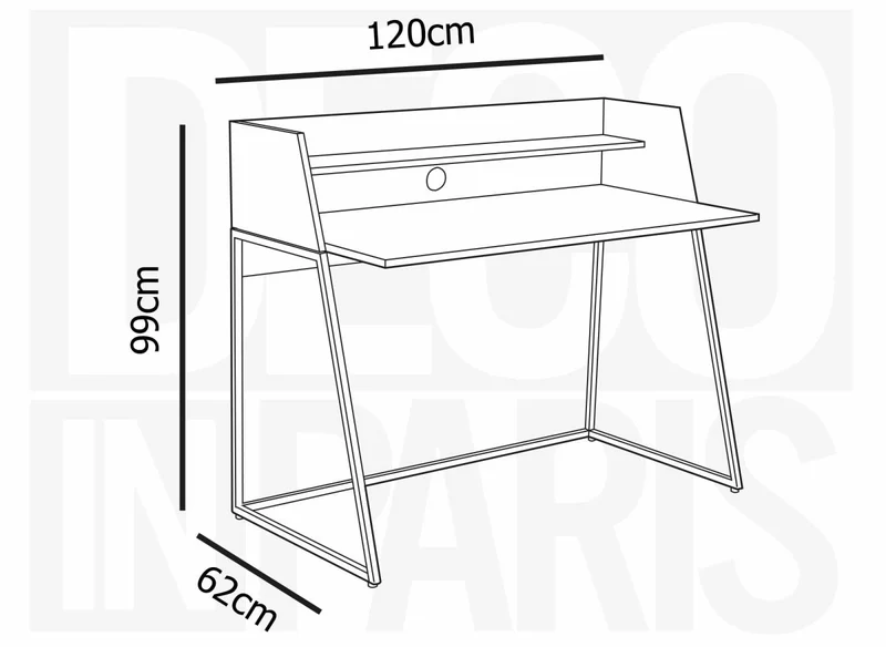Bureau avec étagère design industriel en bois et métal LUDINE