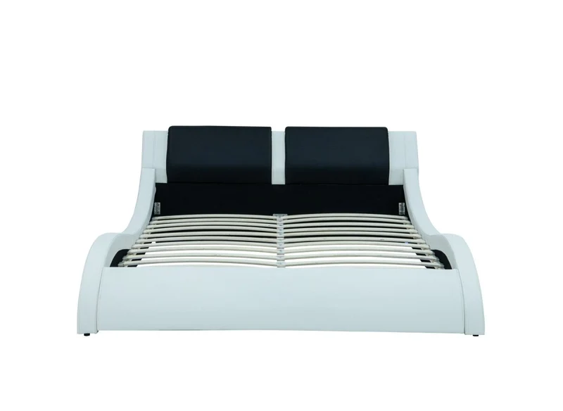 Lit en simili cuir noir et blanc avec LED 180x200 cm ZEDA