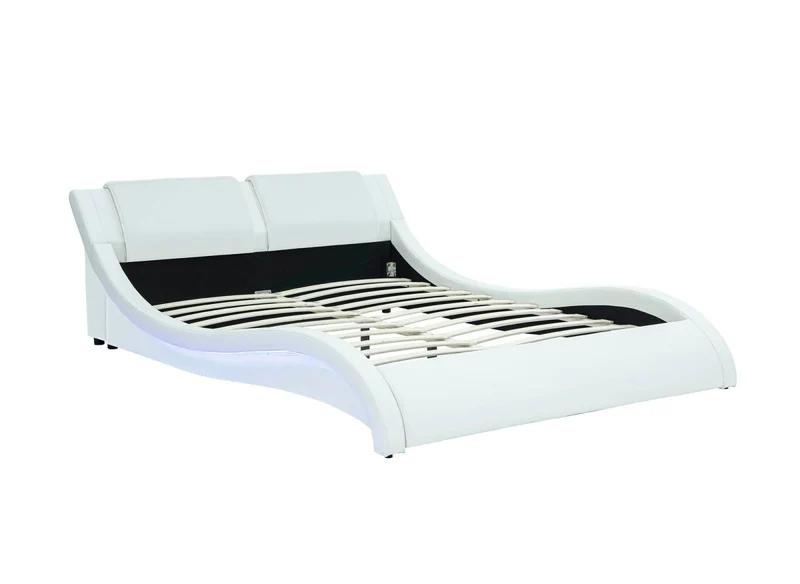 Lit en simili cuir blanc avec LED 180x200 cm ZEDA