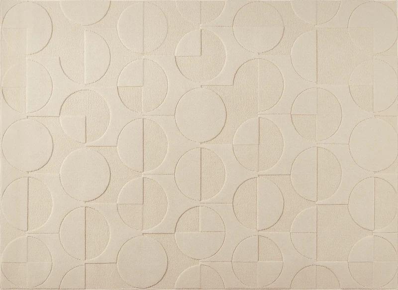 Tapis beige à motifs ronds 160 x 230 cm PURO
