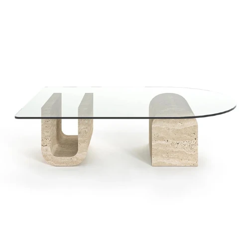 Table basse - Travertin - Plateau vitré - Zara