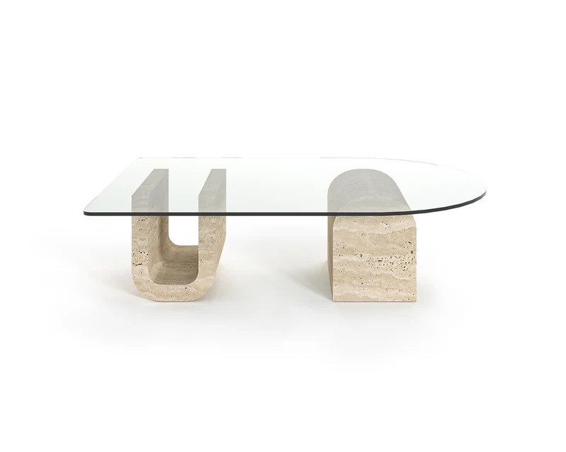 Table basse - Travertin - Plateau vitré - Zara