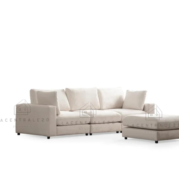 Canapé d’angle - Tissu velours - 3+1 Modulable – Julie
