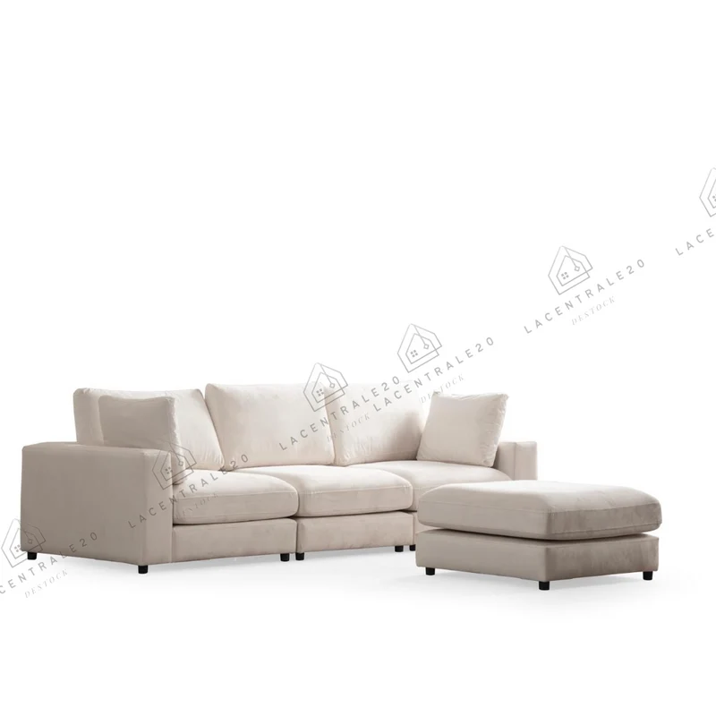 Canapé d’angle - Tissu velours - 3+1 Modulable – Julie
