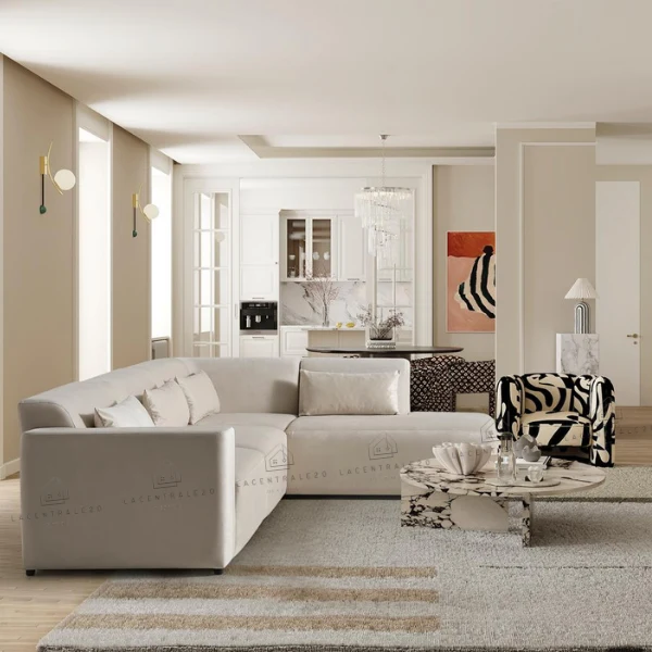 Canapé angle - Tissu velours - 220x280cm - Coco