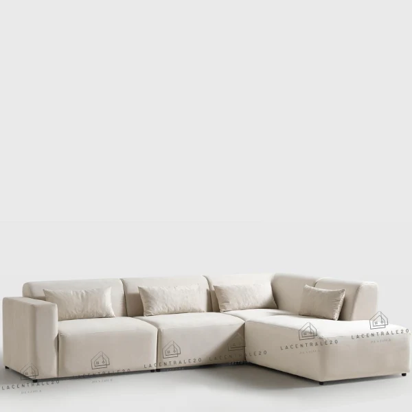 Canapé angle - Tissu velours - 220x280cm - Coco