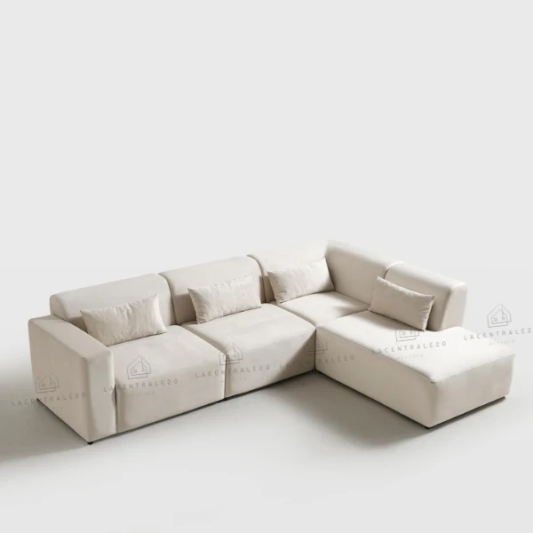 Canapé angle - Tissu velours - 220x280cm - Coco