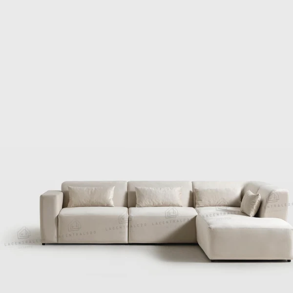 Canapé angle - Tissu velours - 220x280cm - Coco
