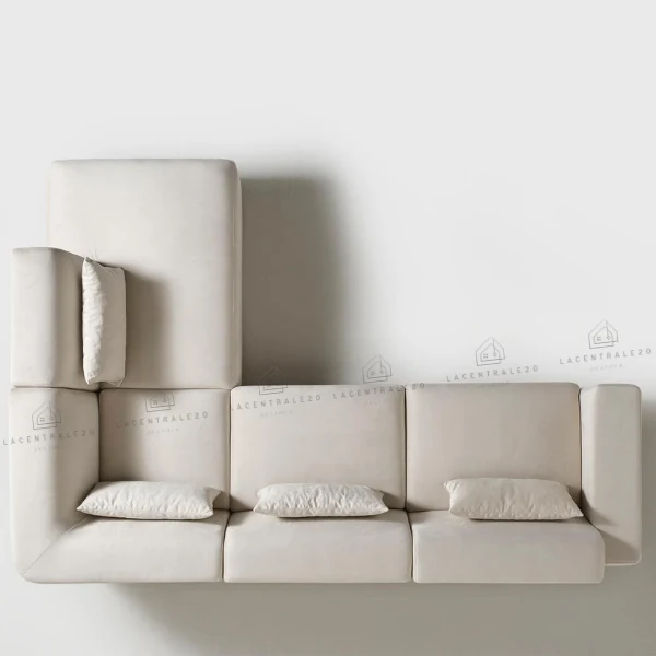 Canapé angle - Tissu velours - 220x280cm - Coco