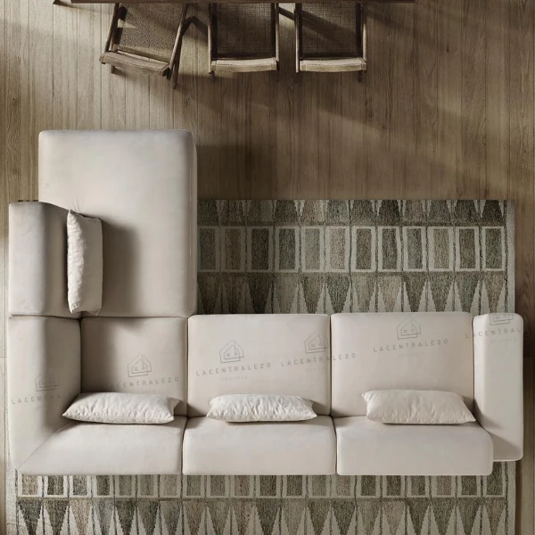 Canapé angle - Tissu velours - 220x280cm - Coco