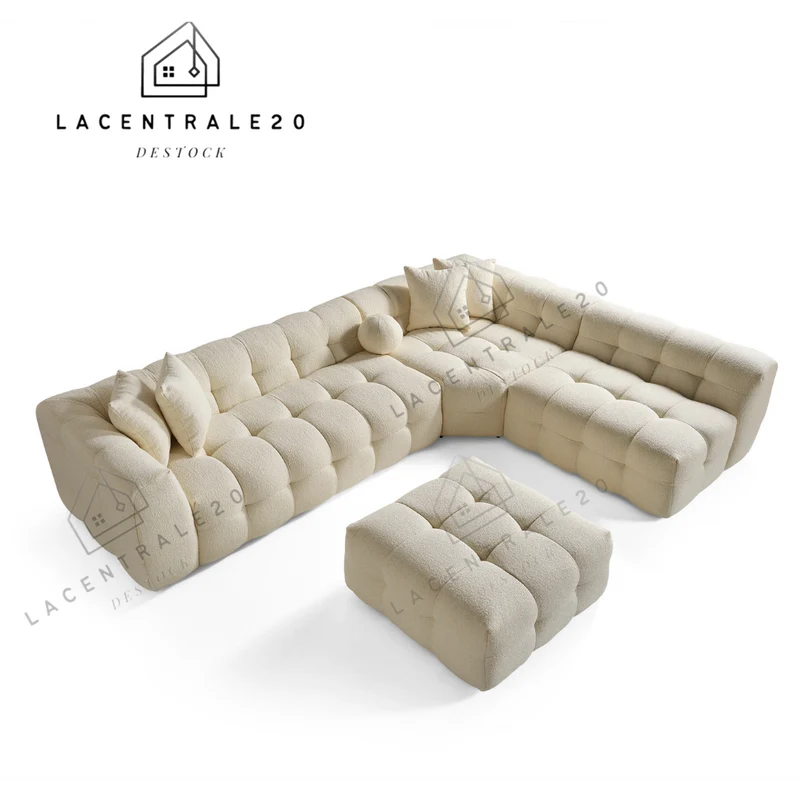 Canapé d’angle – Tissu laine bouclée ou velours - 315 cm – Big Carmen