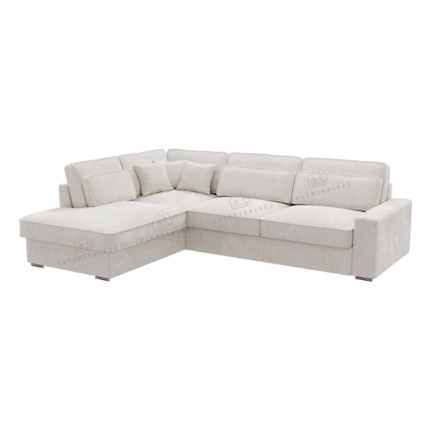 Canapé d’angle – Tissu côtelé écru ou velours beige – Moderna Souk