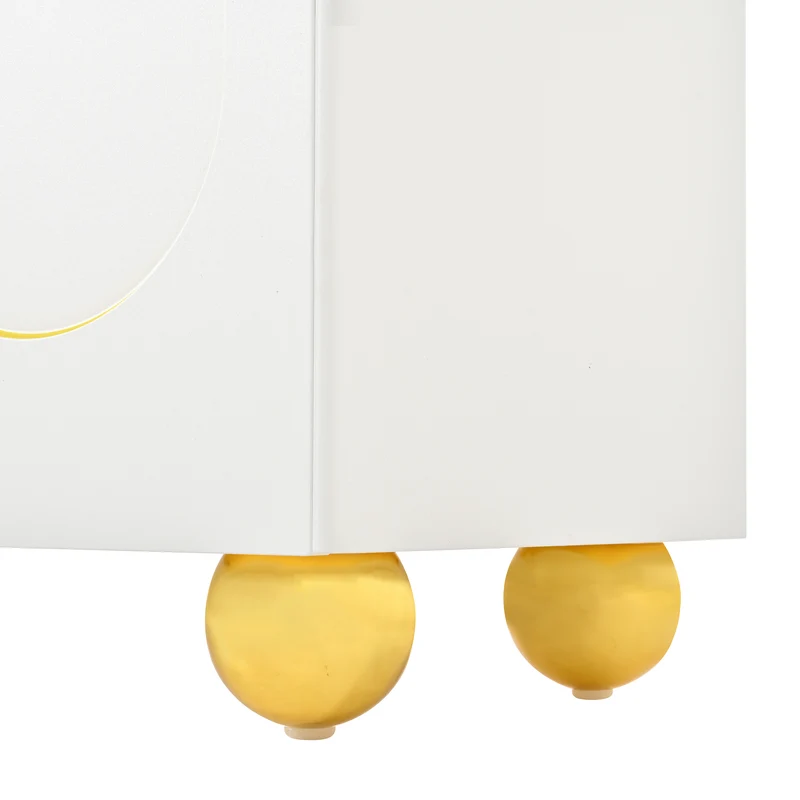 Buffet blanc motifs arche à 4 portes et pieds dorés 140×40×74cm PILLOWSTONE