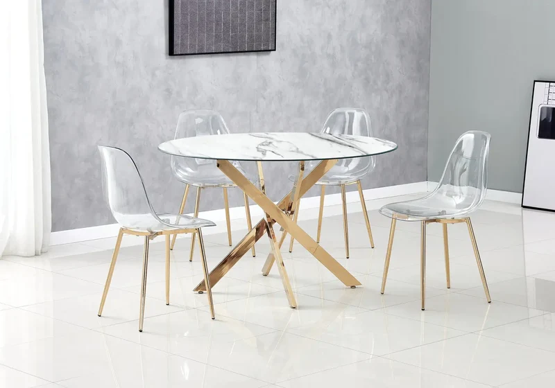 Table ronde dorée marbre blanc - Joy