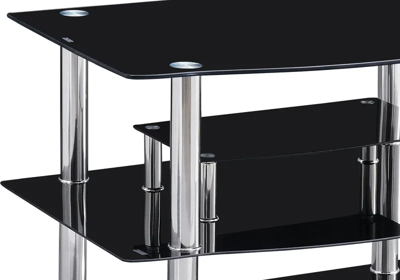 Meuble TV chromé verre noir - Keo