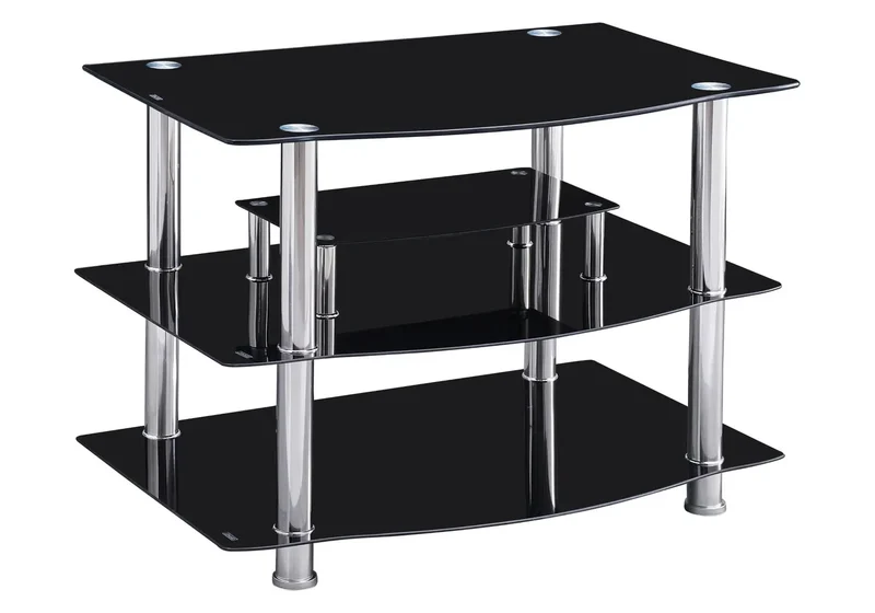 Meuble TV chromé verre noir - Keo