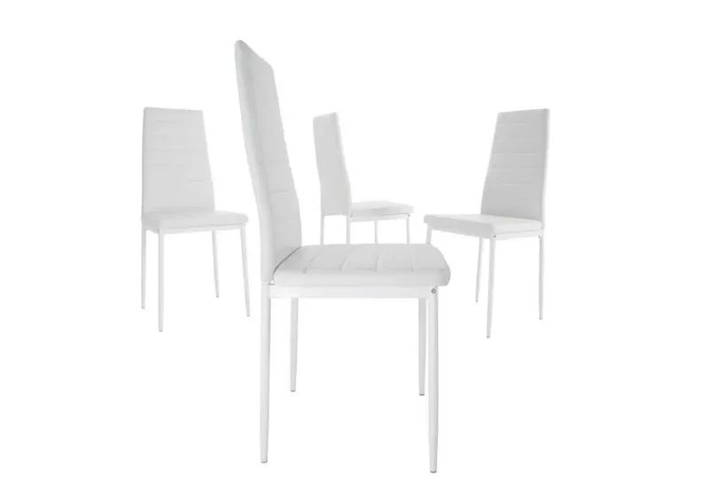 Table repas verre 6 chaises blanc - Confo