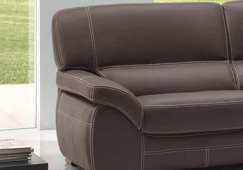 Canapé droit ou convertible en cuir marron - Adela