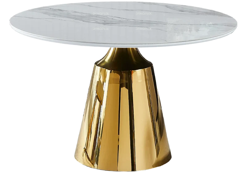 Table à manger dorée marbre blanc - Olive