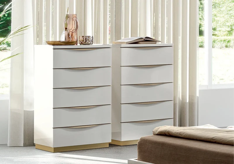 Chambre complète capitonné laquée blanc XENA