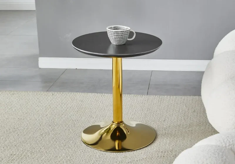 Petite table dorée céramique marbre blanc - Boye