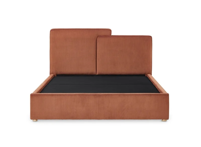 Lit coffre en velours côtelé terracotta 160x200 cm ZELIA