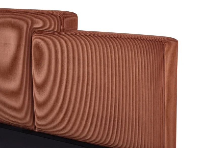 Lit coffre en velours côtelé terracotta 160x200 cm ZELIA