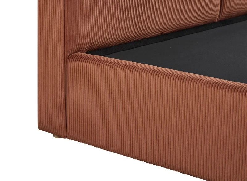 Lit coffre en velours côtelé terracotta 160x200 cm ZELIA