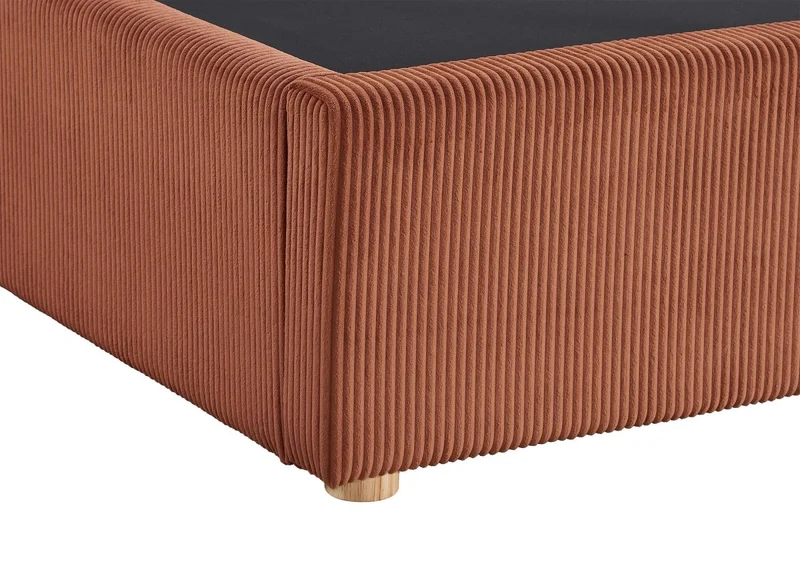 Lit coffre en velours côtelé terracotta 160x200 cm ZELIA