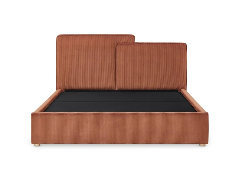 Lit coffre en velours côtelé terracotta 180x200 cm ZELIA