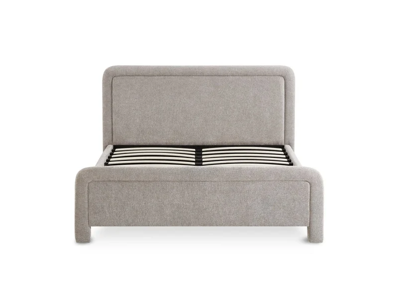 Lit double en tissu doux taupe 160 x200 cm ANELA